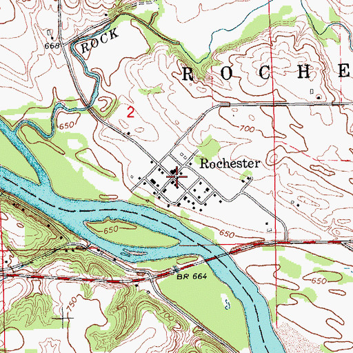 Topographic Map of Rochester Post Office (historical), IA