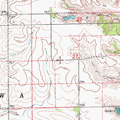 Topographic Map of Brick House Post Office (historical), IA