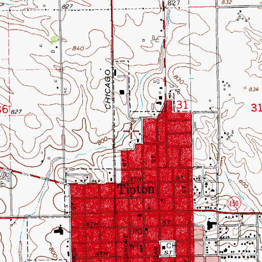 Topographic Map of Tipton Mobile Home Park, IA