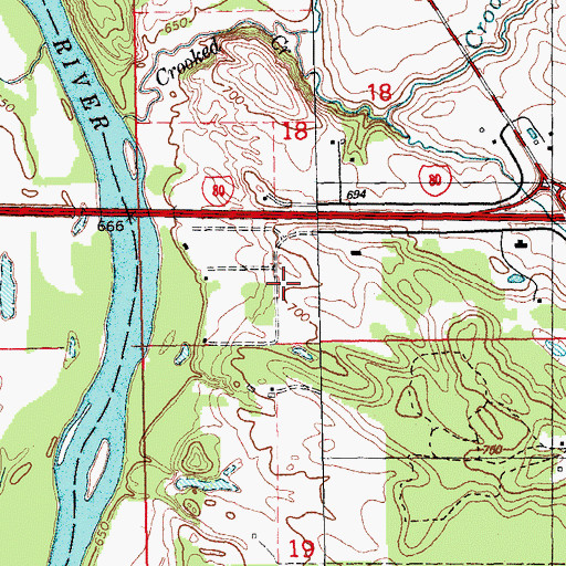 Topographic Map of Hunts Cedar River Campgrounds, IA