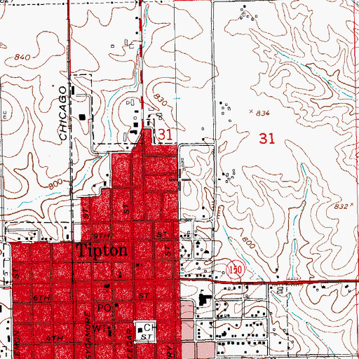 Topographic Map of Cedar Manor Nursing Home, IA
