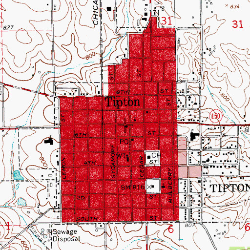 Topographic Map of United Methodist Church, IA