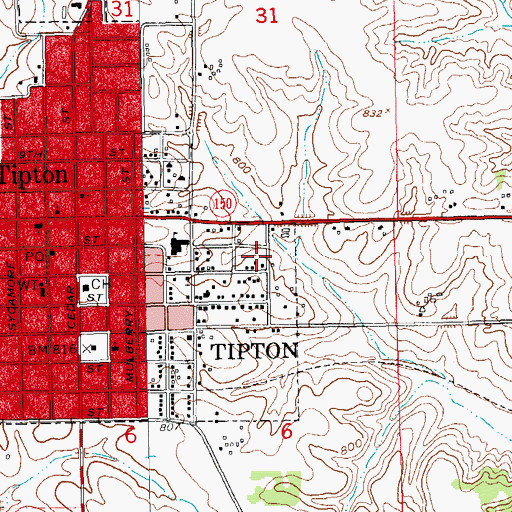 Topographic Map of Apostolic Church of Tipton, IA