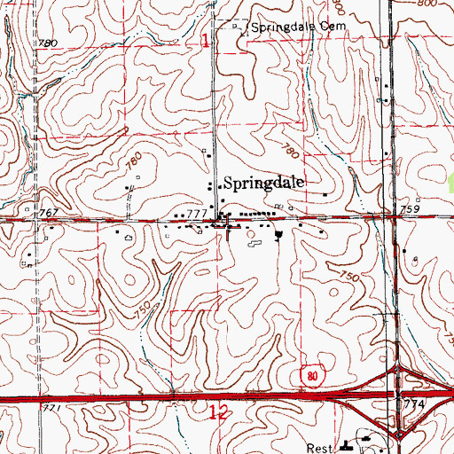 Topographic Map of Springdale Methodist Church, IA