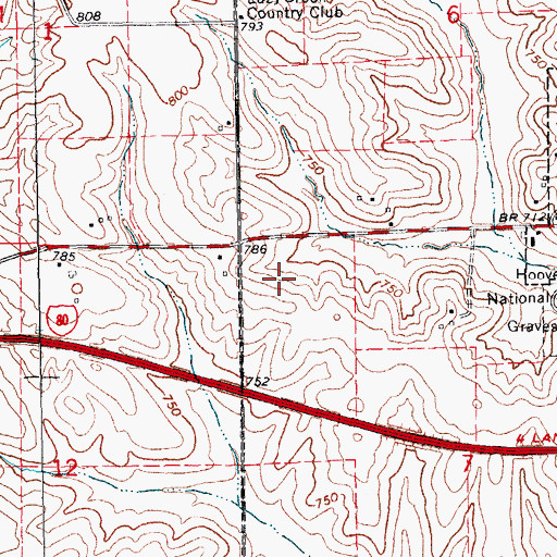 Topographic Map of West Branch High School, IA