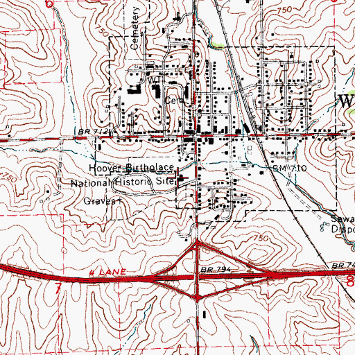 Topographic Map of Herbert Hoover Presidential Library and Museum, IA