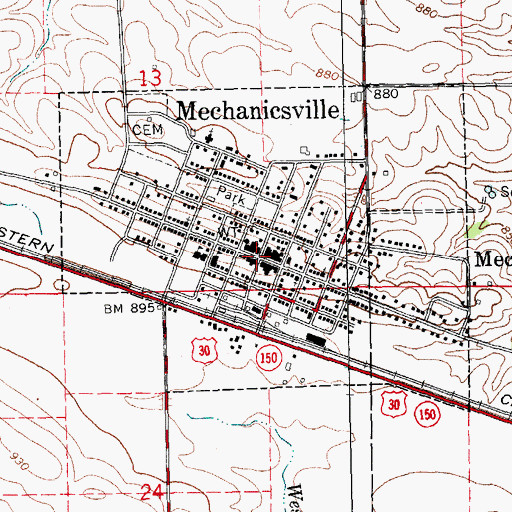 Topographic Map of Mechanicsville Police Dept, IA