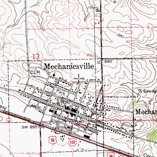 Topographic Map of Mechanicsville Nursing and Rehabilitation Center, IA