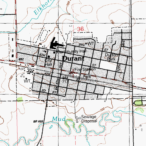 Topographic Map of Durant (historical), IA