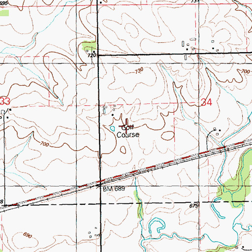 Topographic Map of Wahkonsa Country Club, IA