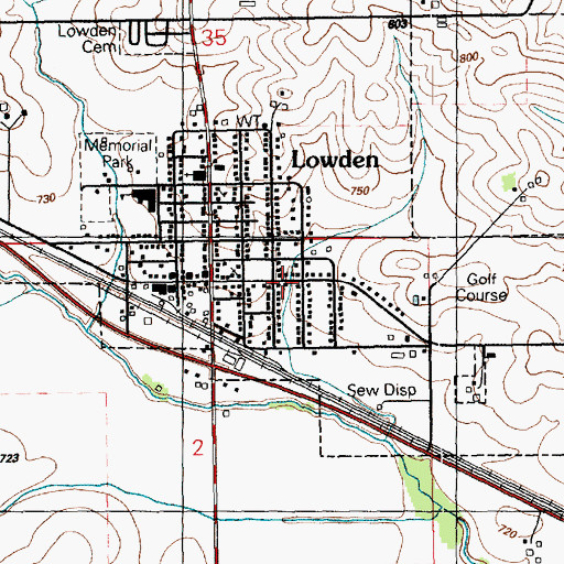 Topographic Map of Lowden Post Office, IA