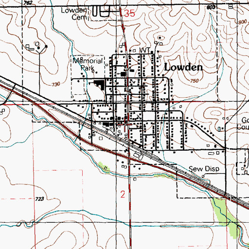 Topographic Map of Lowden Fire Department, IA