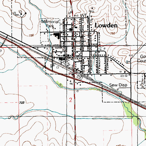 Topographic Map of Lowden, IA