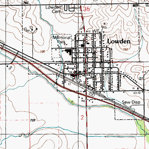 Topographic Map of Lowden Family Medical Clinic, IA