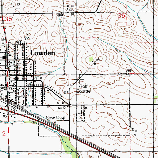 Topographic Map of Three-Thirty Golf and Country Club, IA