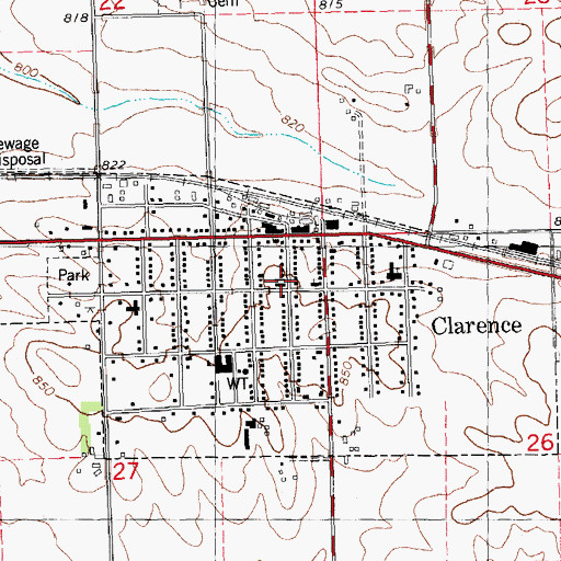 Topographic Map of Clarence Post Office, IA