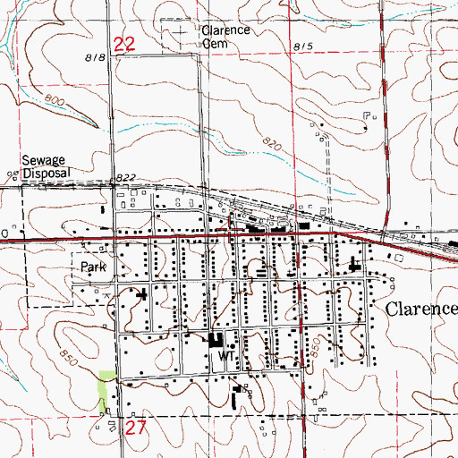 Topographic Map of Clarence Police Department, IA