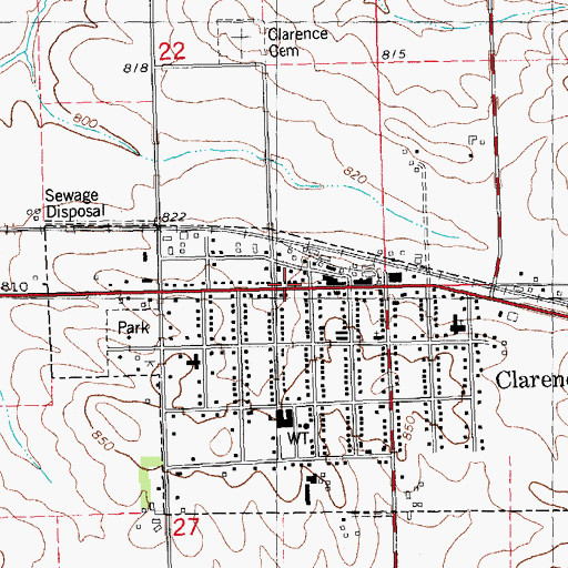 Topographic Map of Clarence City Hall, IA