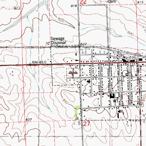 Topographic Map of Clarence Community Park, IA