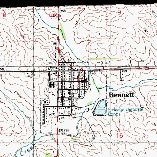 Topographic Map of Peace Church of Christ United, IA