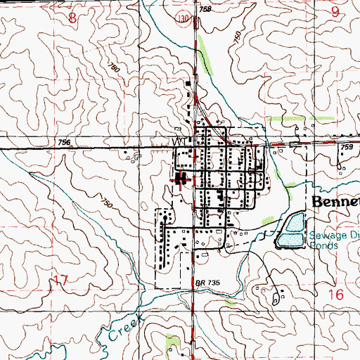 Topographic Map of Bennett Community School, IA