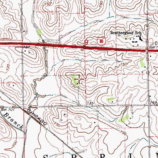 Topographic Map of Chamness Cemetery, IA