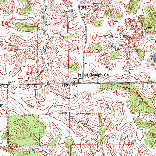 Topographic Map of Saint Josephs Cemetery, IA