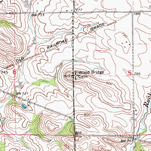 Topographic Map of Wood Bridge Cemetery, IA