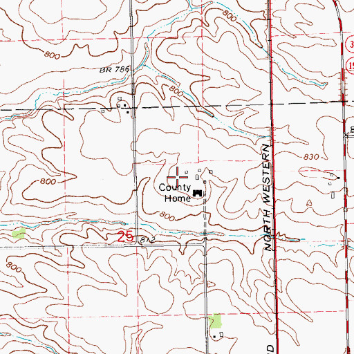 Topographic Map of County Home Cemetery, IA