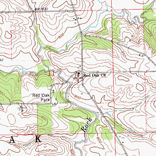 Topographic Map of Red Oak Cemetery, IA