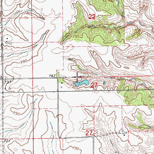 Topographic Map of Dunfee Cemetery, IA