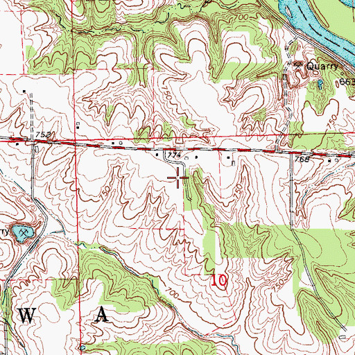 Topographic Map of Burnett Cemetery, IA