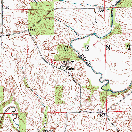 Topographic Map of Mount Zion Cemetery, IA