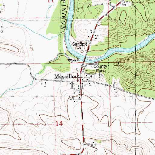 Topographic Map of Massillon (historical), IA