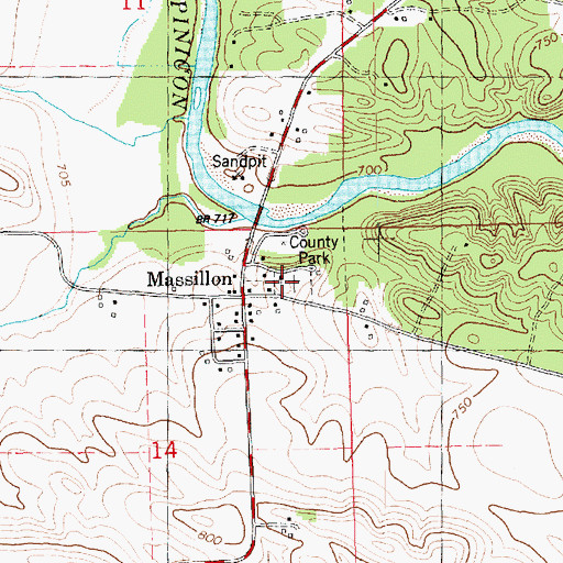 Topographic Map of Massillon Cemetery, IA