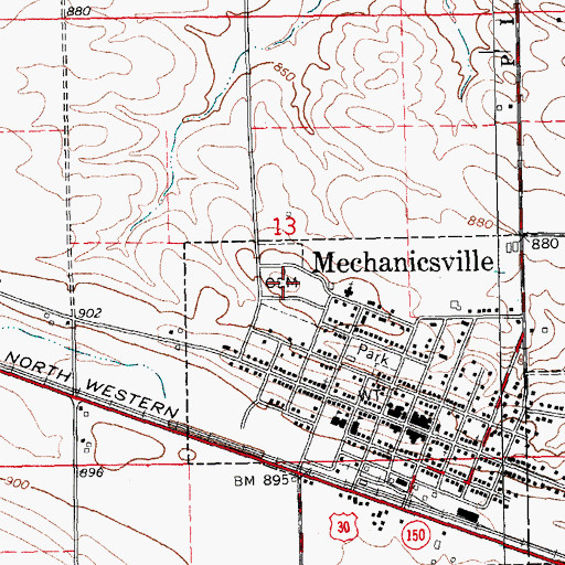 Topographic Map of Rose Hill Cemetery, IA