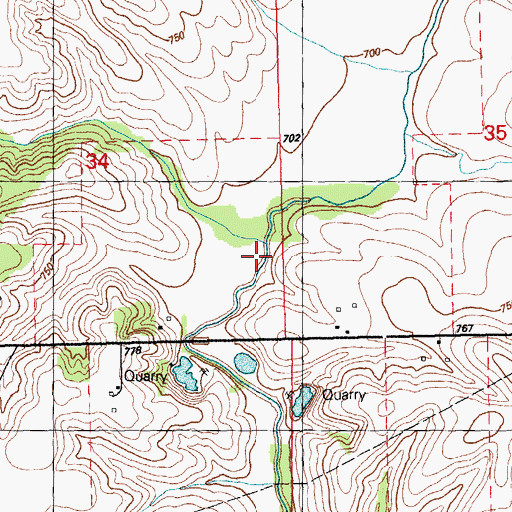 Topographic Map of Ochiltree Cemetery, IA