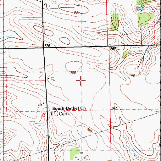 Topographic Map of Centerville Cemetery, IA