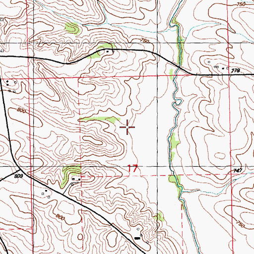 Topographic Map of Bradley Cemetery, IA