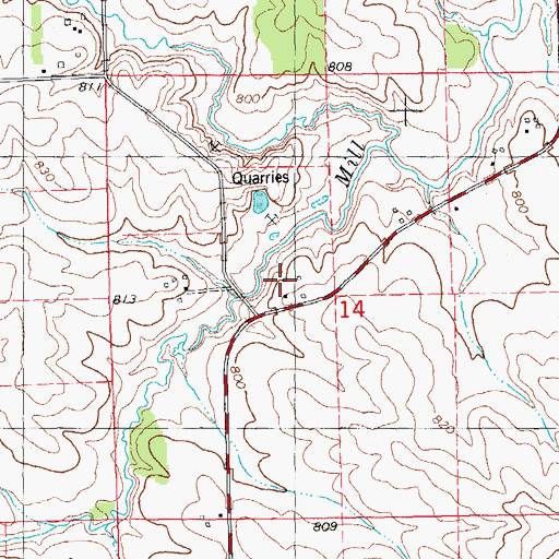 Topographic Map of Onion Grove Cemetery (historical), IA