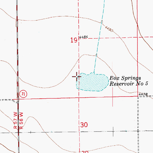 Topographic Map of Box Springs Number 5 Dam, CO