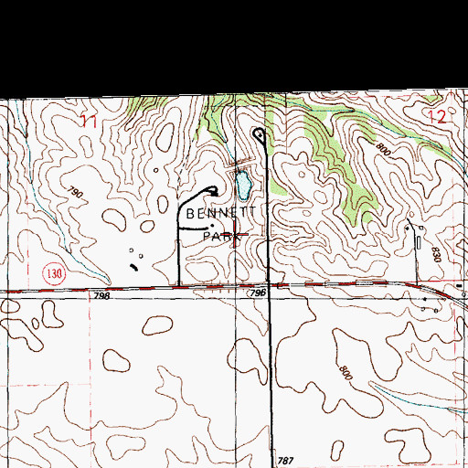 Topographic Map of Bennett Park, IA