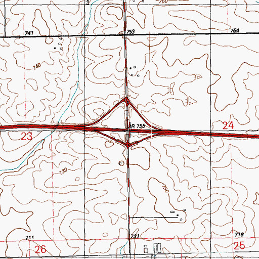 Topographic Map of Interchange 277, IA