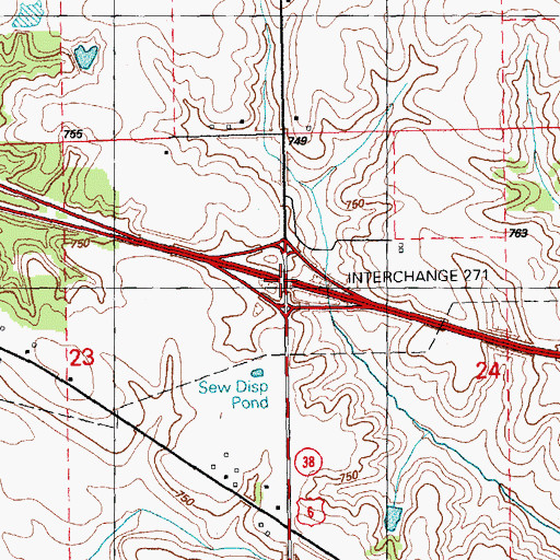 Topographic Map of Interchange 271, IA