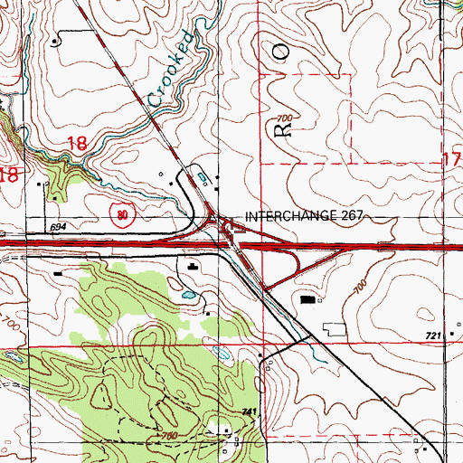 Topographic Map of Interchange 267, IA
