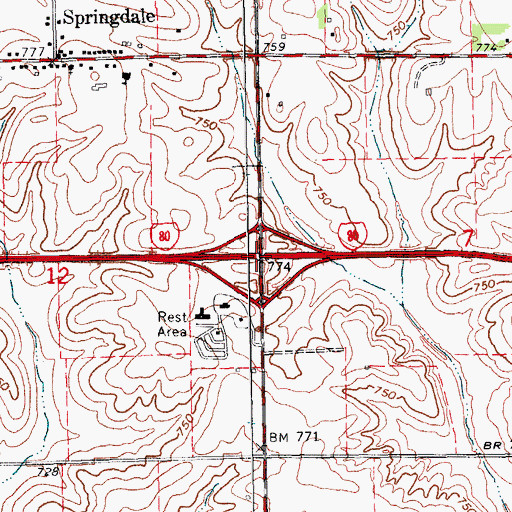 Topographic Map of Interchange 259, IA