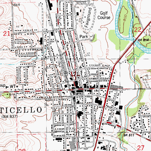 Topographic Map of Monticello Heritage Center, IA
