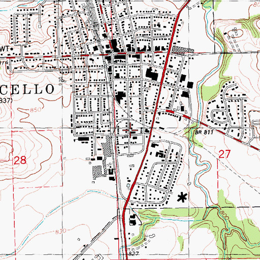 Topographic Map of Monticello Police Department, IA