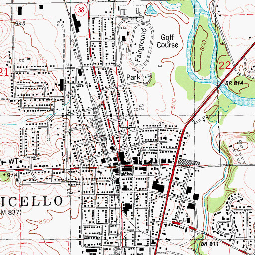 Topographic Map of Sacred Heart Church, IA
