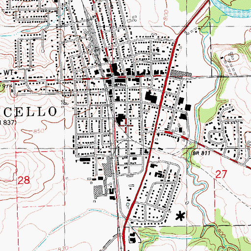 Topographic Map of Monticello Baptist Church, IA